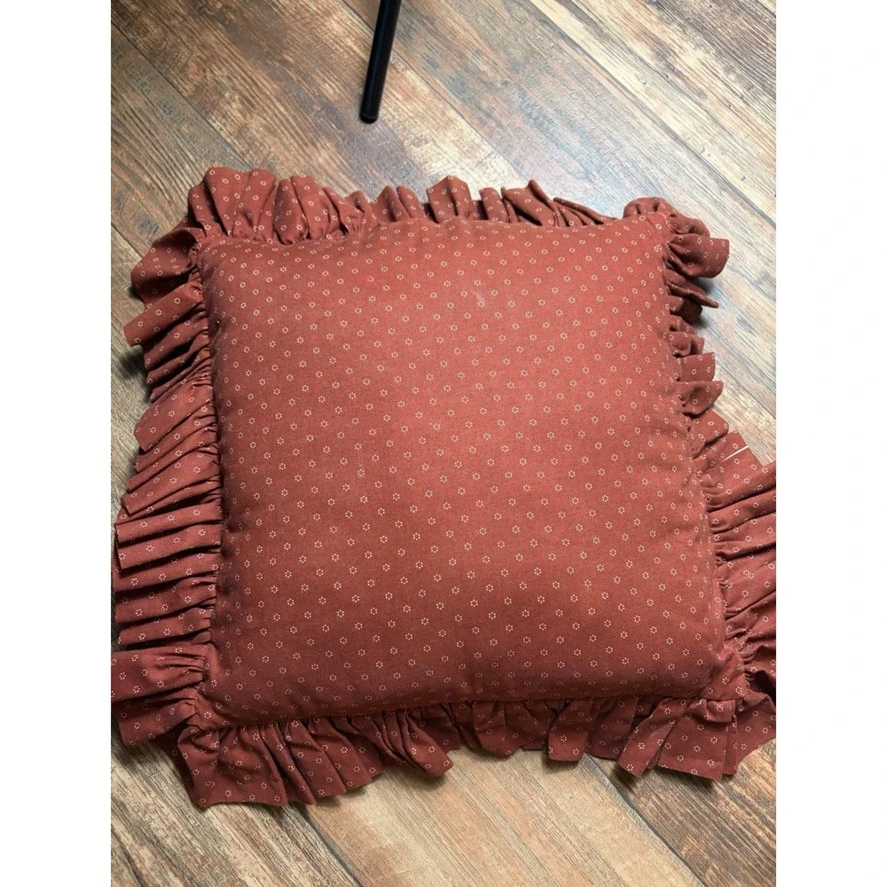 Vintage Needlepoint Throw Pillow Ruffle Floral Grandma Cottage Core